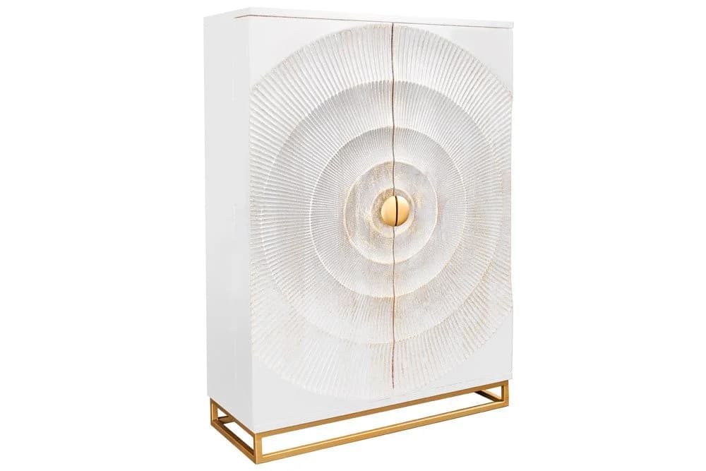 riess-ambiente Barschrank GOLDEN SUNSET 140cm Weiß/Gold Mangoholz
