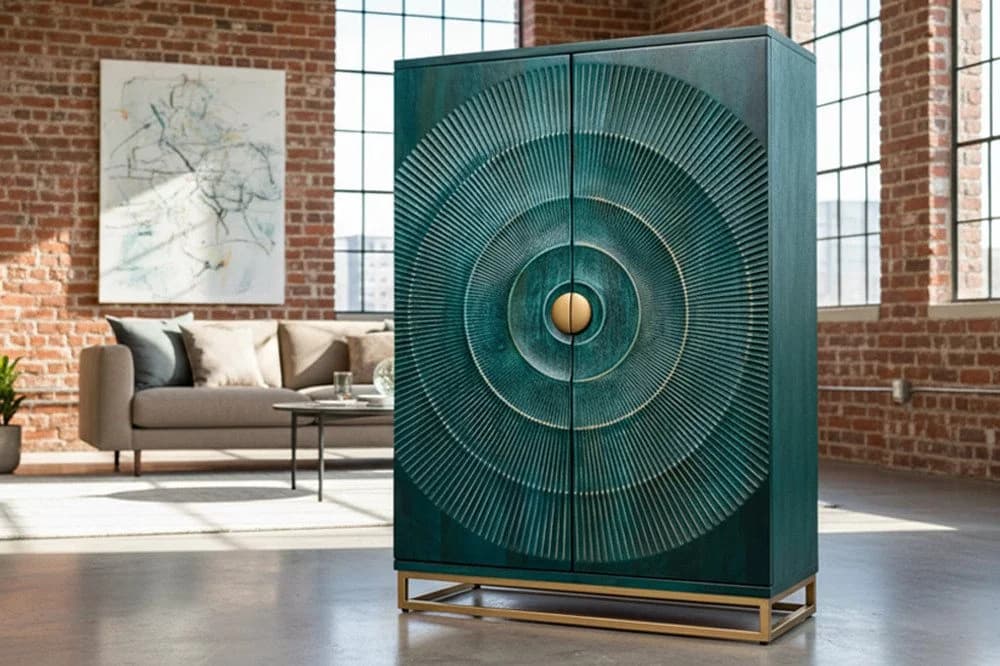 riess-ambiente Barschrank GOLDEN SUNSET 140cm Türkis/Gold 3D-Front - Bild 2