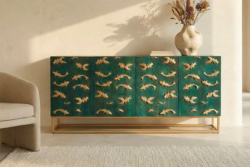 riess-ambiente Sideboard GOLDEN LAGOON türkis/gold Mangoholz Metall - Bild 2