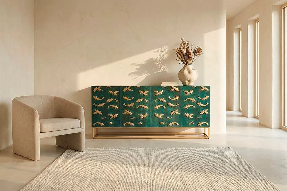 riess-ambiente Sideboard GOLDEN LAGOON türkis/gold Mangoholz Metall - Bild 3