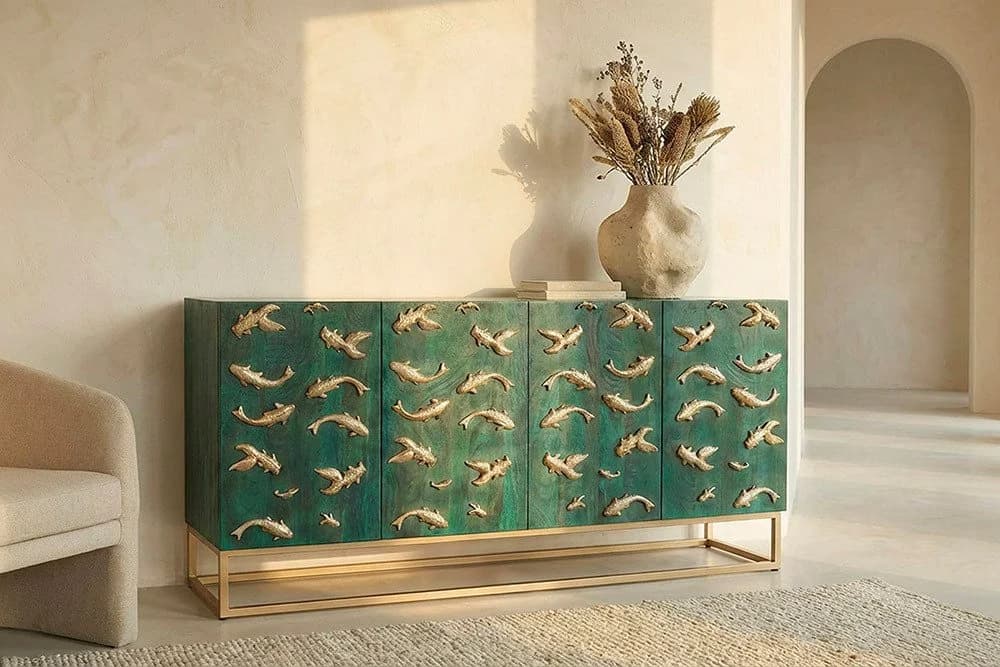riess-ambiente Sideboard GOLDEN LAGOON türkis/gold Mangoholz Metall - Bild 5