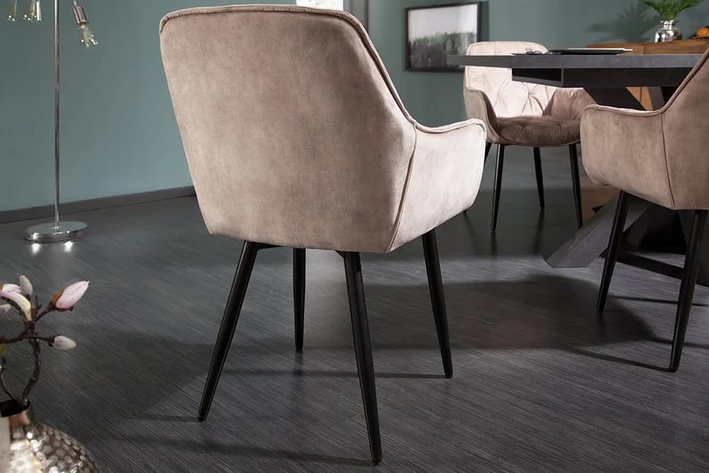 riess-ambiente Polsterstuhl MILANO Champagner-Beige Samt mit Armlehnen