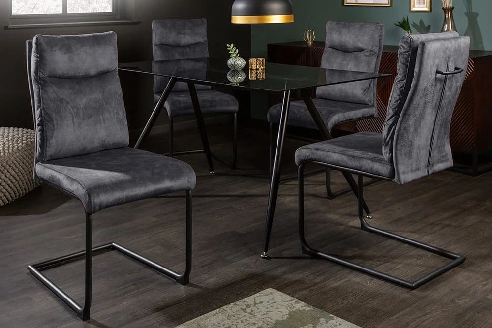 riess-ambiente Freischwinger COMFORT Grau Samt Metall Modern Design - Bild 2