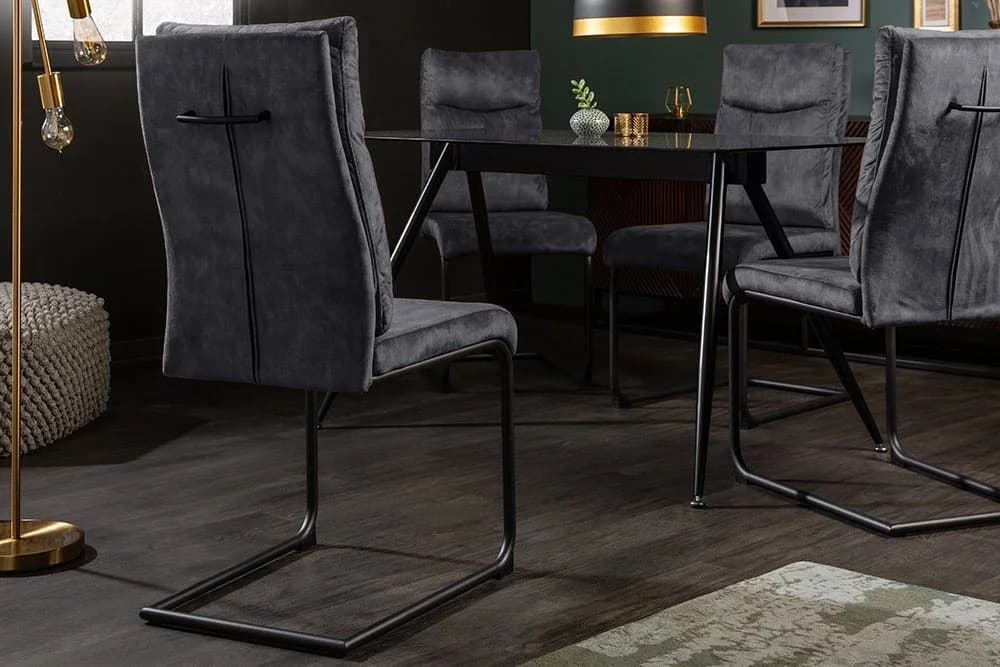 riess-ambiente Freischwinger COMFORT Grau Samt Metall Modern Design - Bild 3