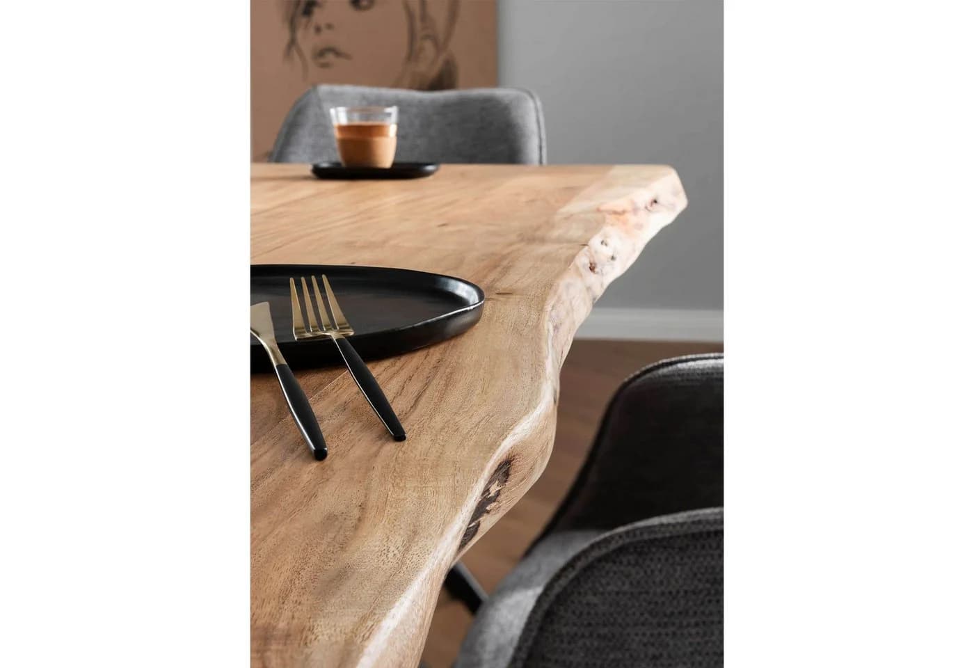 bene living Baumkantentisch Catania Akazienholz X-Gestell - Bild 3