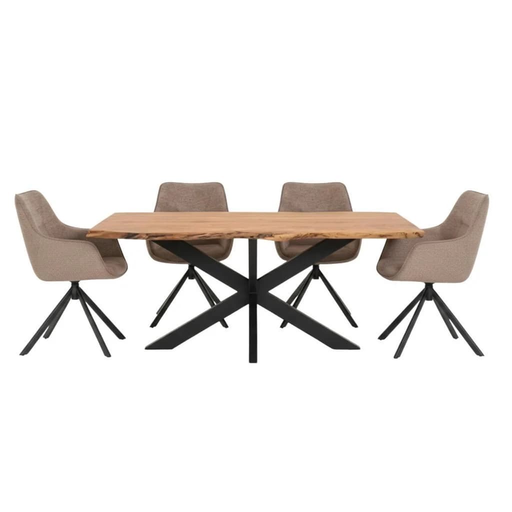 bene living Möbelset mit Baumkantentisch Catania und Diningsesseln San Carlo