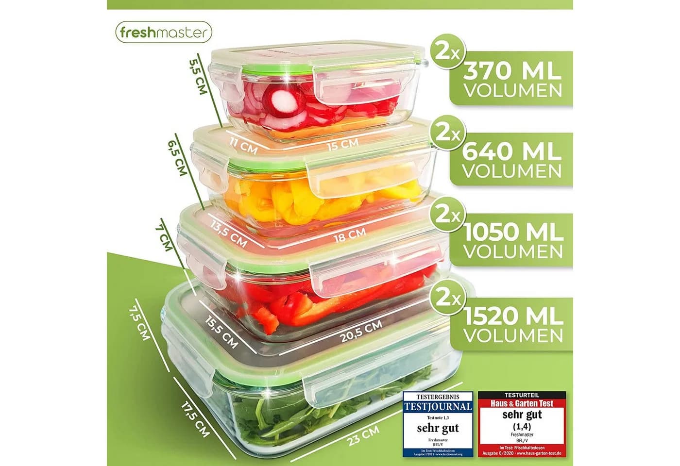 Fresh Master Frischhaltedosen Set 16-tlg. Glas luftdicht - Bild 3