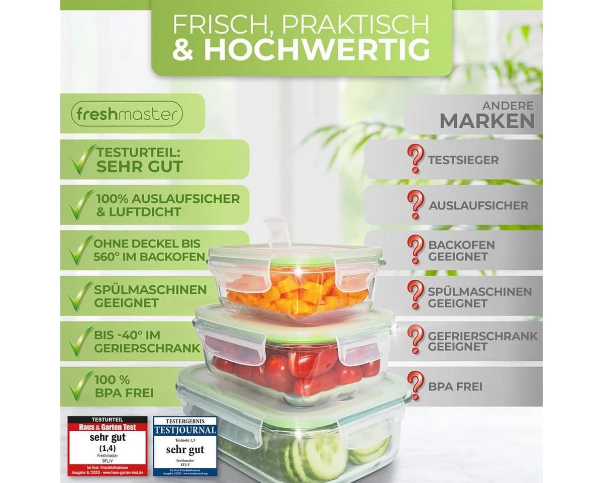 Fresh Master Frischhaltedose 12-tlg. Glas Set luftdicht
