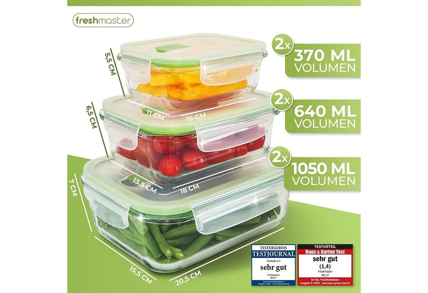 Fresh Master Frischhaltedose 12-tlg. Glas Set luftdicht - Bild 4