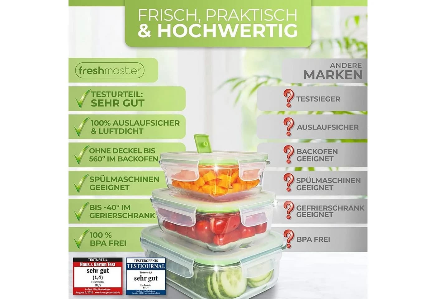 Fresh Master Frischhaltedose 12-tlg. Glas Set luftdicht - Bild 5