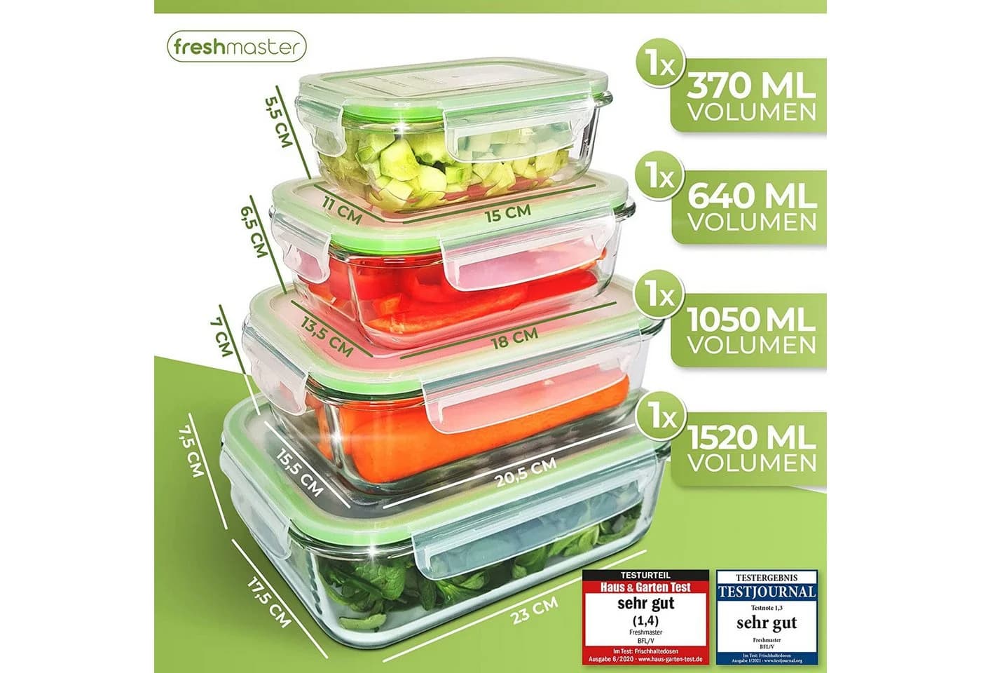 Fresh Master Frischhaltedosen Set 18-tlg. Glas luftdicht - Bild 3