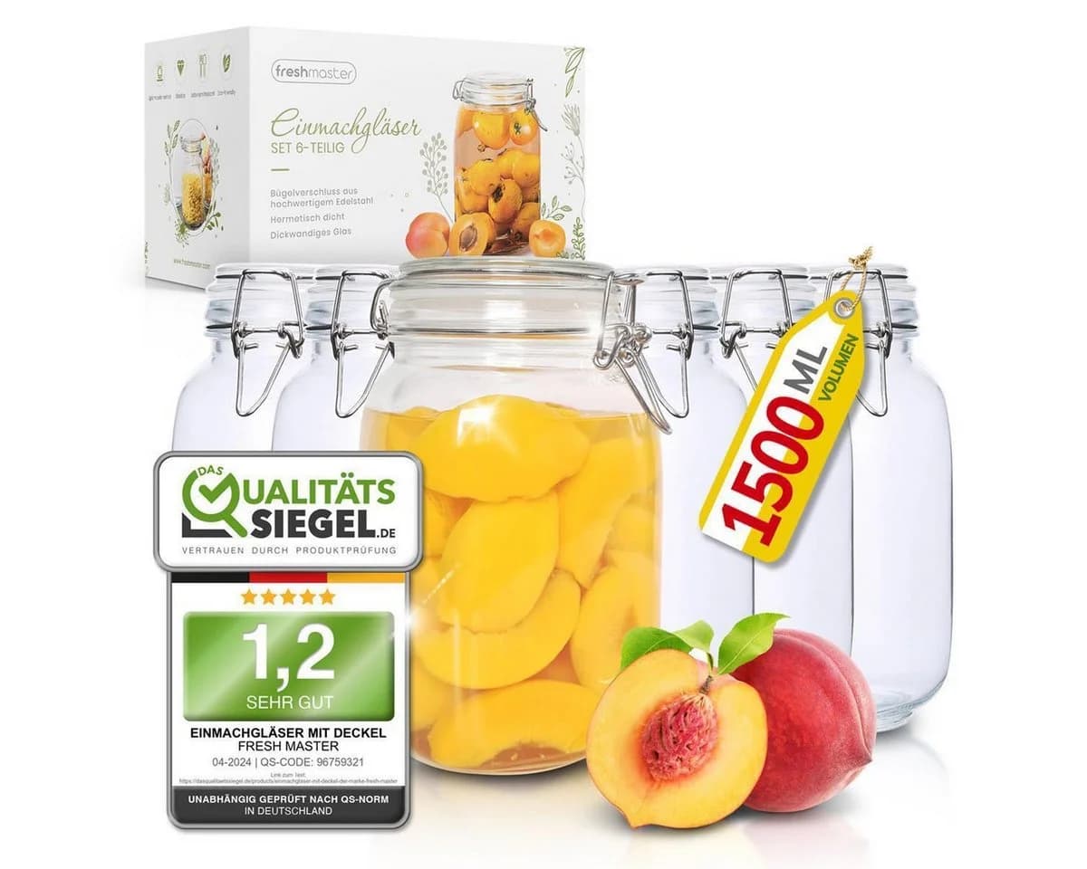 Fresh Master Einmachglas 6-tlg. mit Edelstahl-Bügelverschluss