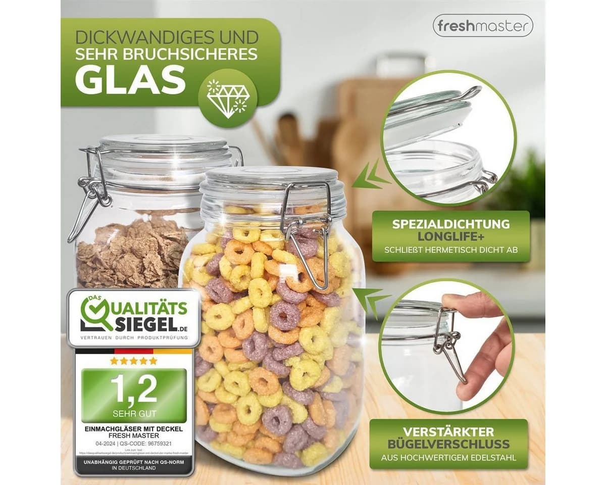 Fresh Master Einmachglas 6-tlg. mit Edelstahl-Bügelverschluss - Bild 3