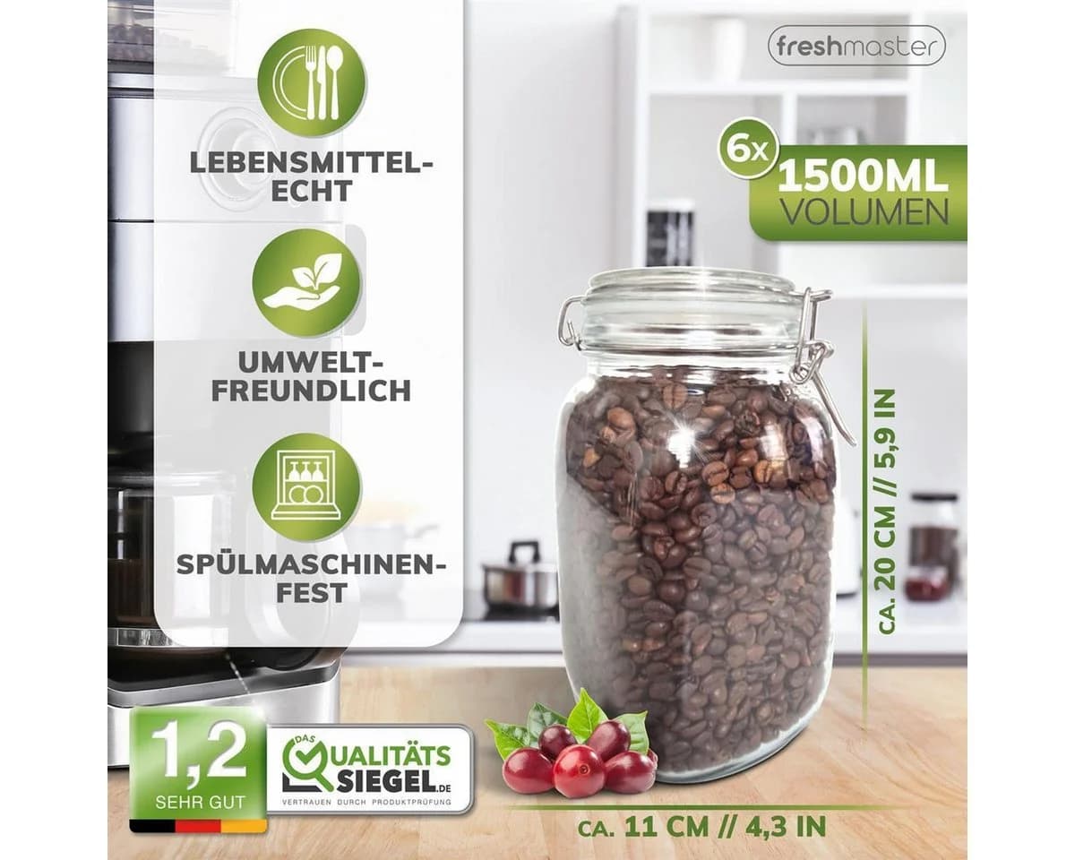 Fresh Master Einmachglas 6-tlg. mit Edelstahl-Bügelverschluss - Bild 4
