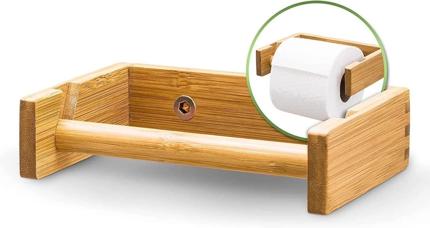 HEIMWERT Toilettenpapierhalter Bambus Einfach Einhängen - Bild 2