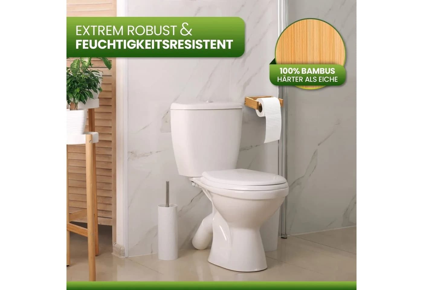 HEIMWERT Toilettenpapierhalter Bambus Einfach Einhängen - Bild 3