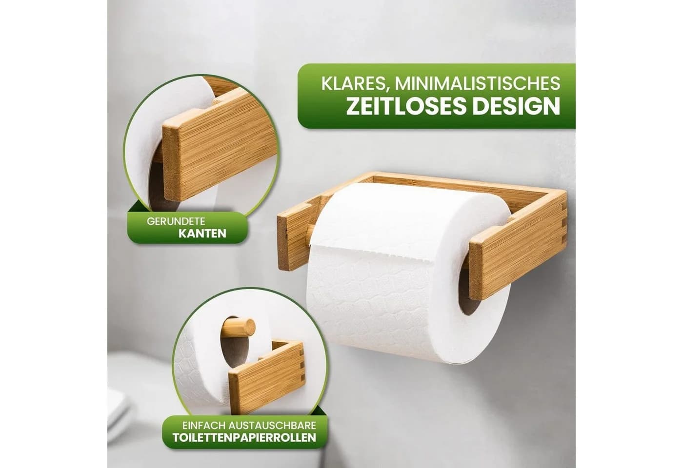 HEIMWERT Toilettenpapierhalter Bambus Einfach Einhängen - Bild 4