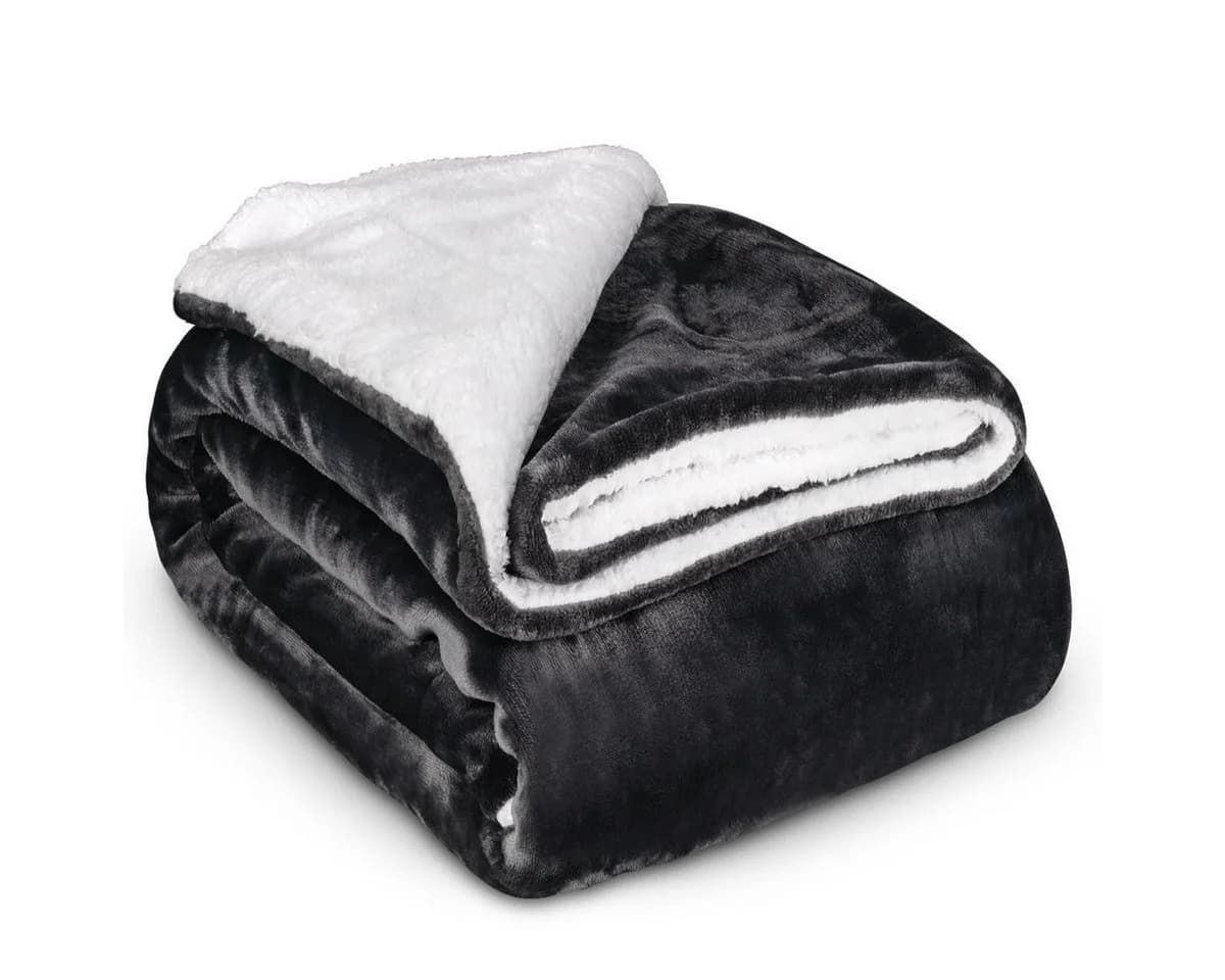 Wohndecke Kuscheldecke Wolldecke 220 x 240 cm Grau HEIMWERT - Bild 2
