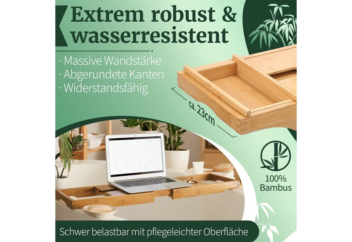 HEIMWERT Badewannenablage Bambus mit ausklappbaren Füßen - Bild 5