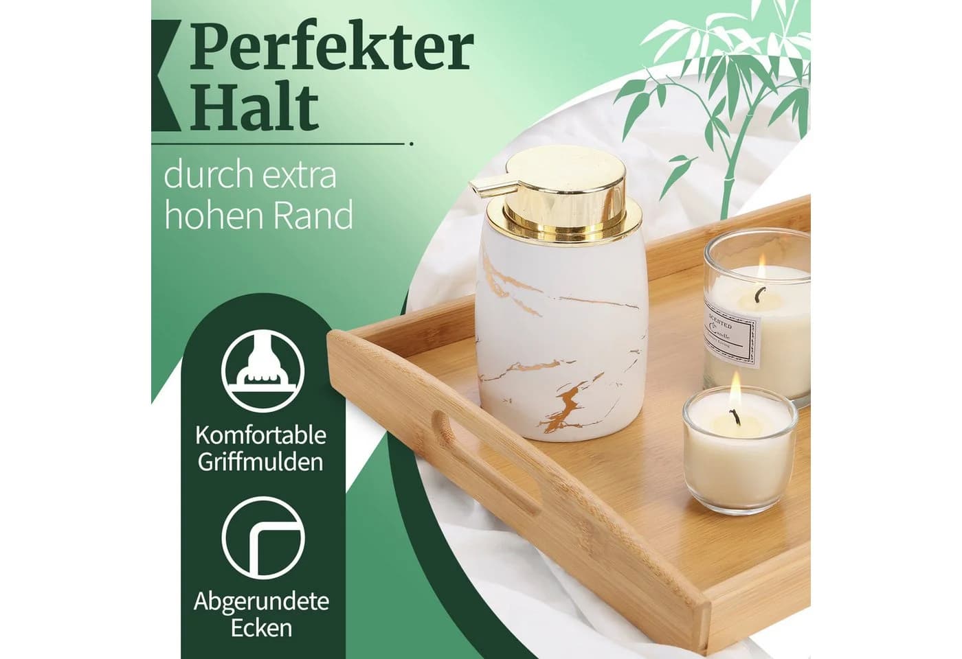 HEIMWERT Bambus Tablett mit Griff und hohem Rand - Bild 4