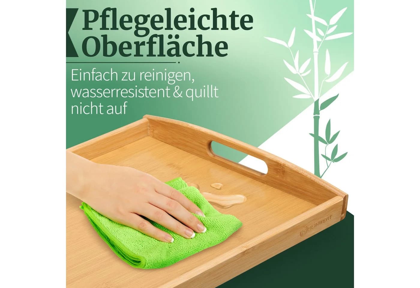HEIMWERT Bambus Tablett mit Griff und hohem Rand - Bild 5