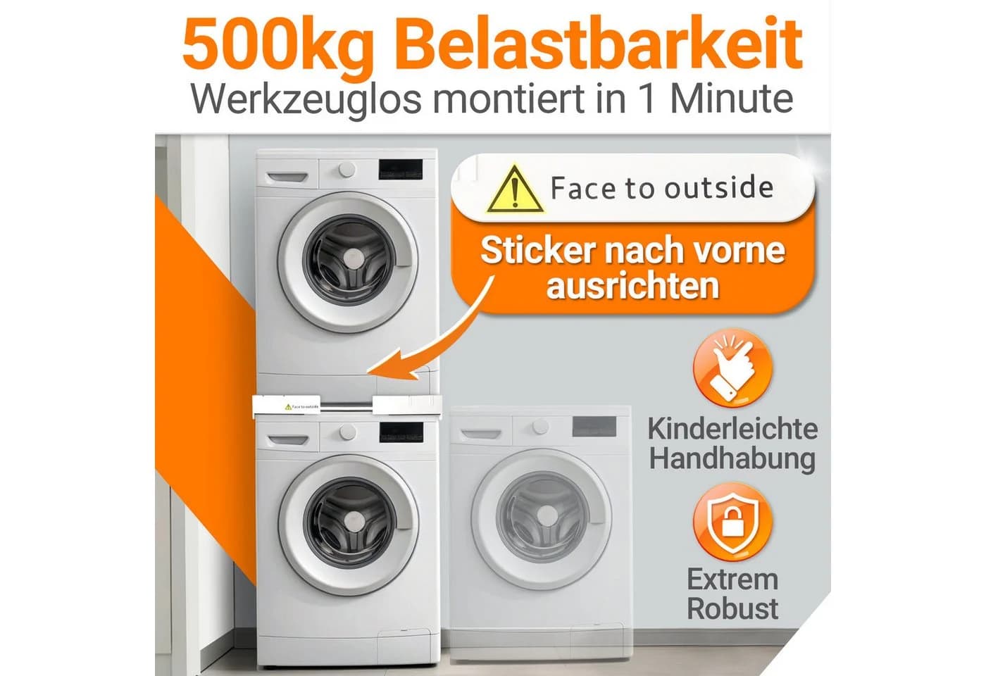 HEIMWERT Waschmaschinenuntergestell Zwischenbaurahmen Stabil 500 kg Tragkraft - Bild 5