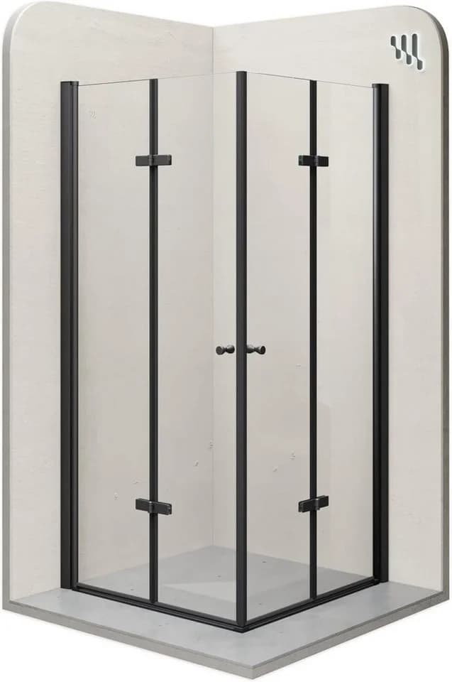 i-flair Eckdusche Falttür EMMA 70x70 cm Schwarz Glas - Bild 2