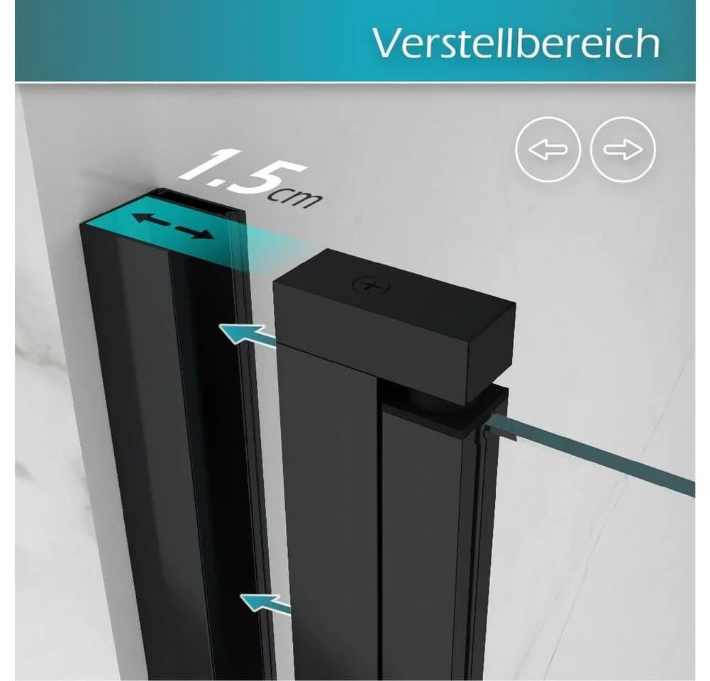 i-flair Eckdusche MATILDE Falttür Duschkabine Schwarz Transparent - Bild 4