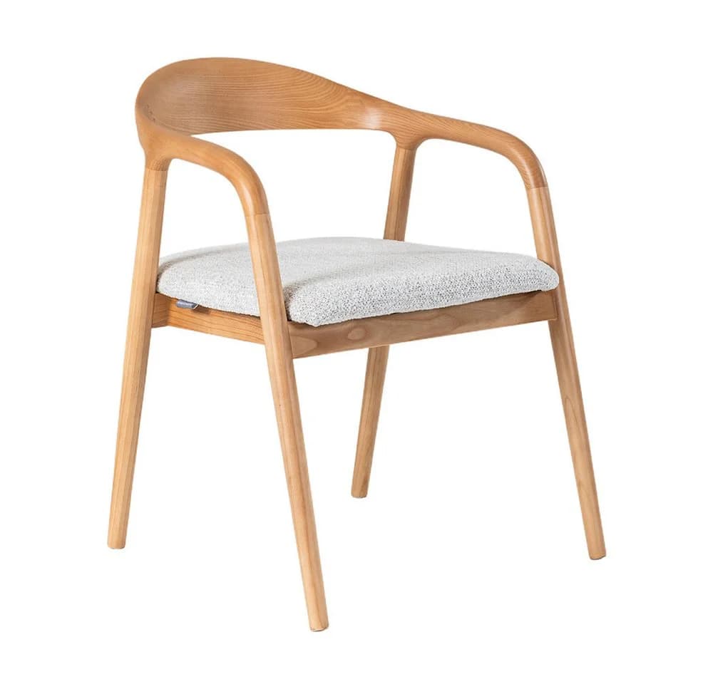 Ertex Esszimmerstuhl mit Armlehne Polsterstuhl Beige Massivholz - Bild 2