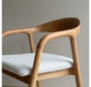 Ertex Esszimmerstuhl mit Armlehne Polsterstuhl Beige Massivholz Bild 5