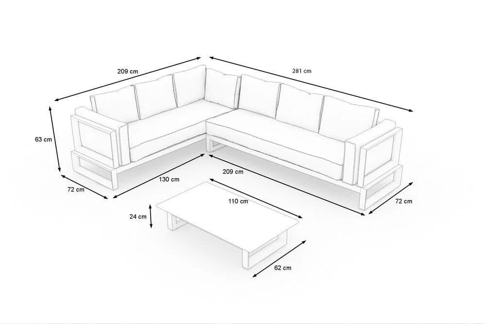 OUTFLEXX Manhattan Ecklounge Sofa-Set Anthrazit Aluminium - Bild 5
