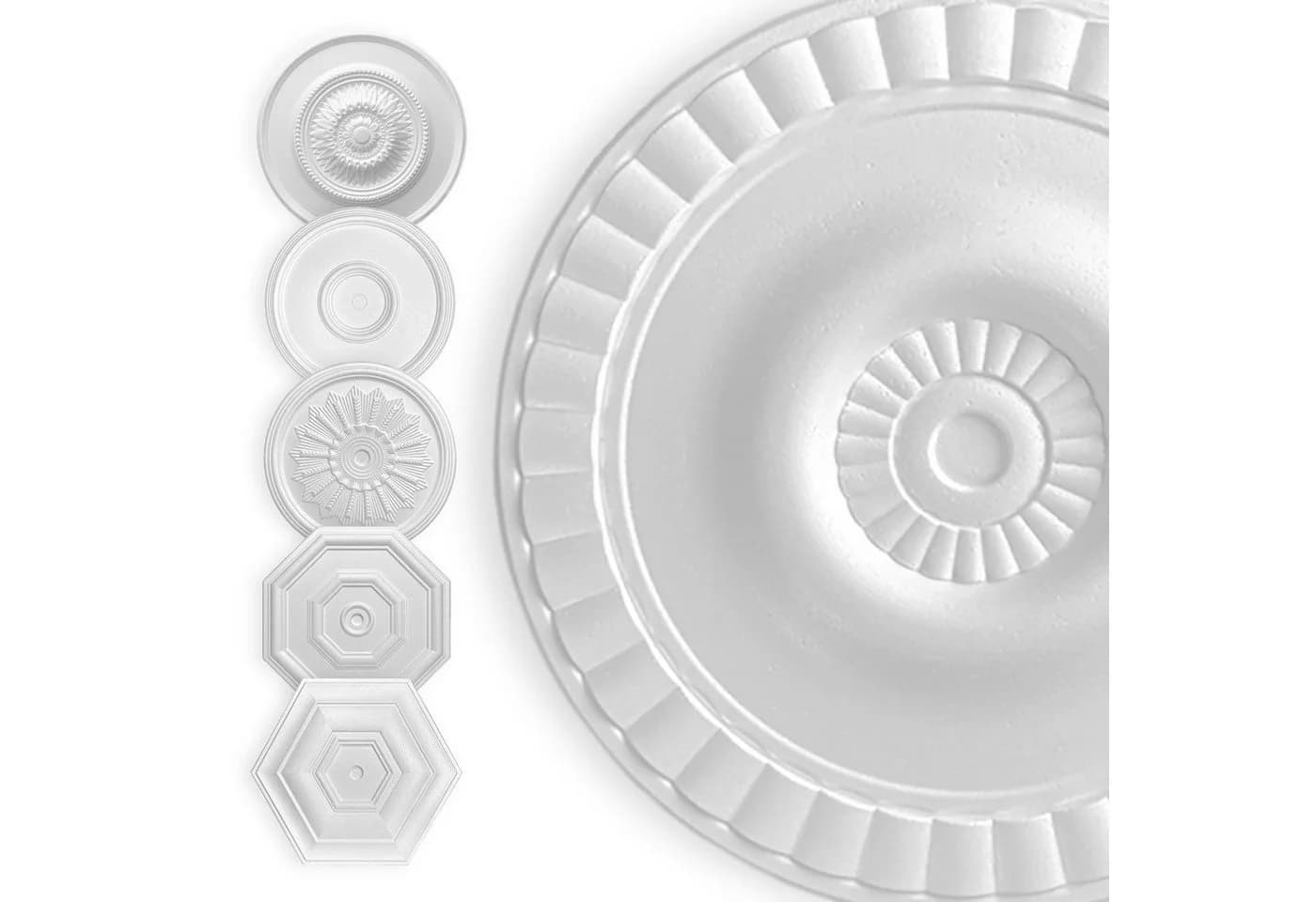 Hexim Stuckrosette Meeresleuchten 50cm Weiß EPS - Bild 2