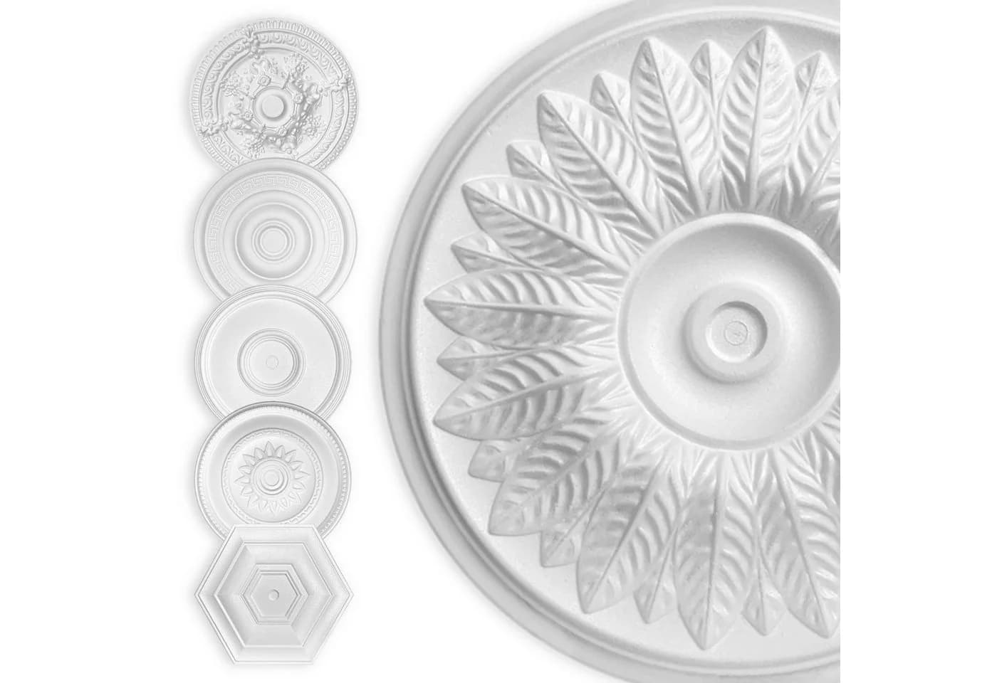Hexim Decken-Rosette Weiß EPS Styropor Stuckoptik - Bild 2