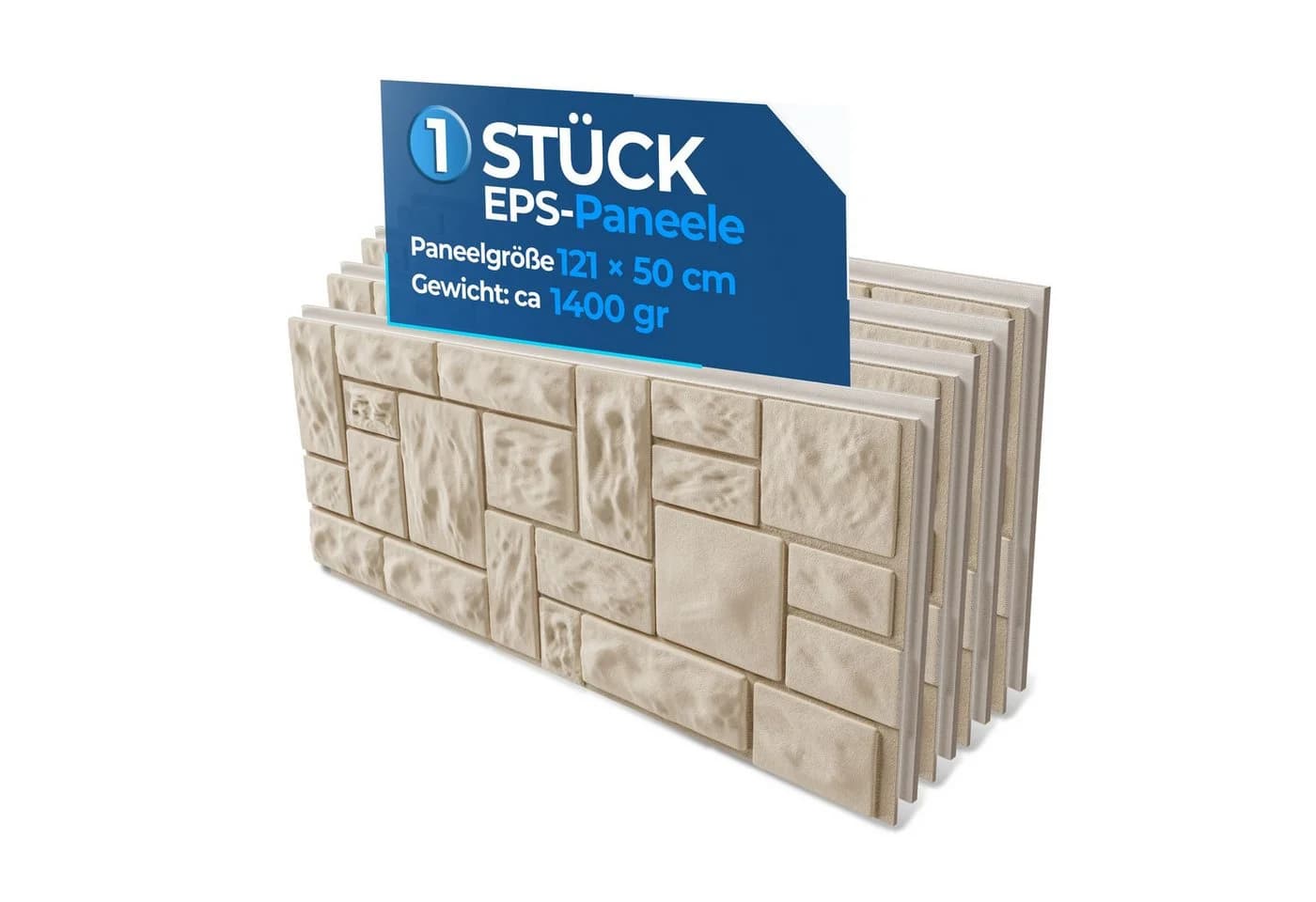 Hexim Fassadenpaneel FP206 Weiß Steinoptik 3D Wanddeko
