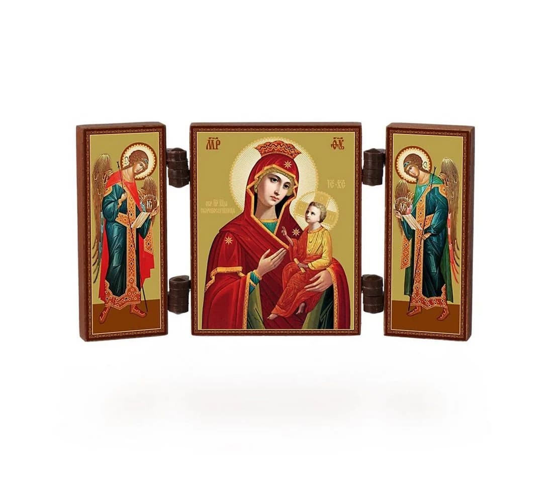NKlaus Triptychon Ikone Muttergottes Christlich Holz - Bild 2
