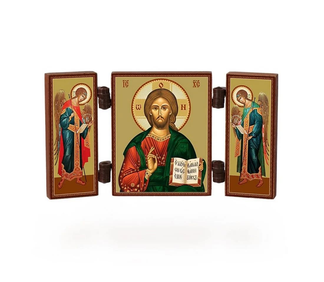 NKlaus Triptychon Ikone Jesus Christus Christliche Holzdekoration - Bild 2
