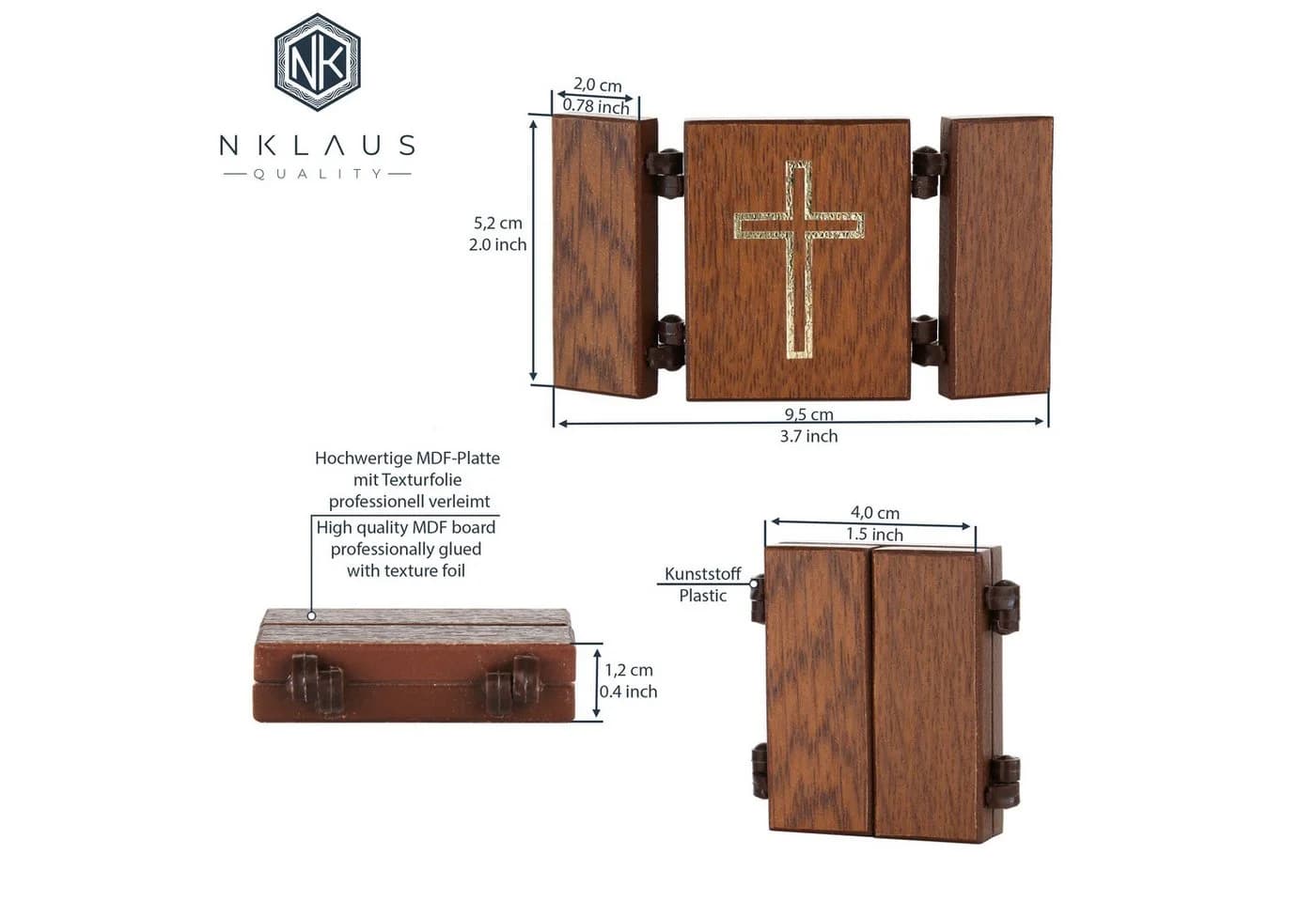 NKlaus Triptychon Ikone Jesus Christus Christliche Holzdekoration - Bild 3