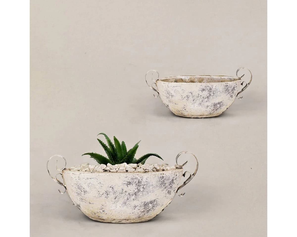 matches21 HOME & HOBBY Blumentopf Keramik Pflanzschale für draußen oval beige 28,5 cm - Bild 5