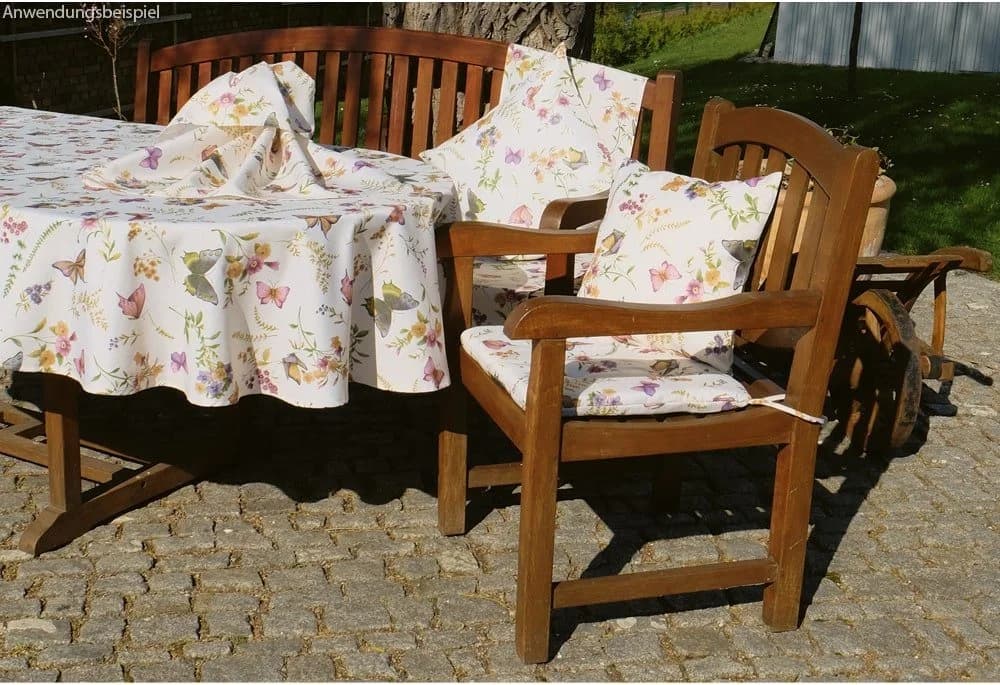 matches21 HOME & HOBBY Tischdecke EMELIE Schmetterlinge & Blumen 110 x 110 cm
