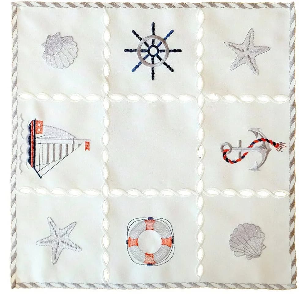 matches21 HOME & HOBBY Tischdecke NINA Maritime Stickerei Polyester 40x40 cm - Bild 2