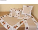 matches21 HOME & HOBBY Tischläufer Beige-Bunt Blattstickerei Bild 1