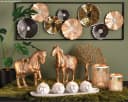 matches21 HOME & HOBBY Dekofigur Baum Aufsteller Metall Holzsockel Gold Braun Bild 1