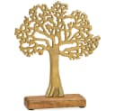 matches21 HOME & HOBBY Dekofigur Baum Aufsteller Metall Holzsockel Gold Braun Bild 2