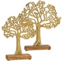 matches21 HOME & HOBBY Dekofigur Baum Aufsteller Metall Holzsockel Gold Braun Bild 3