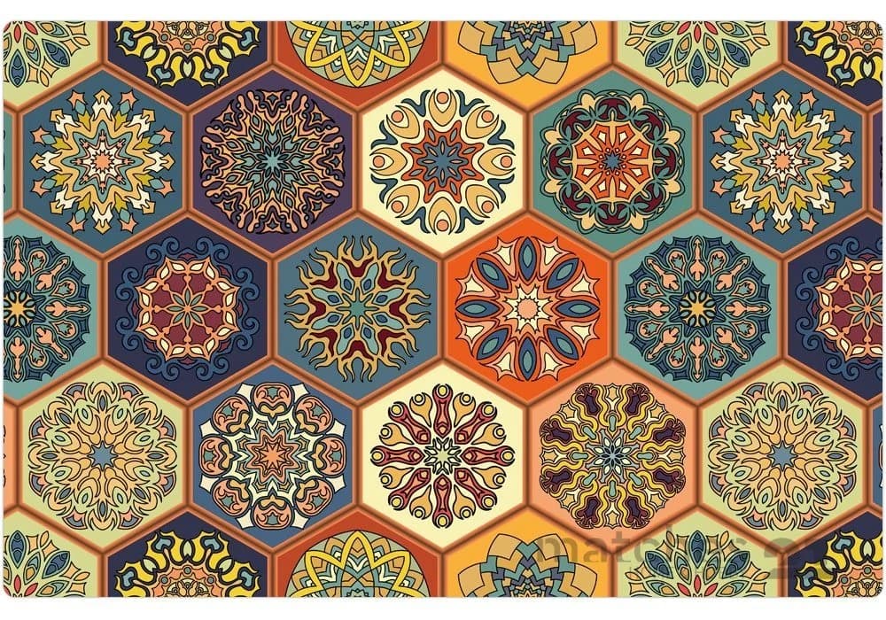 matches21 HOME & HOBBY Platzset Abwaschbare Tischsets 6er Set Moderne Kacheln Bunt
