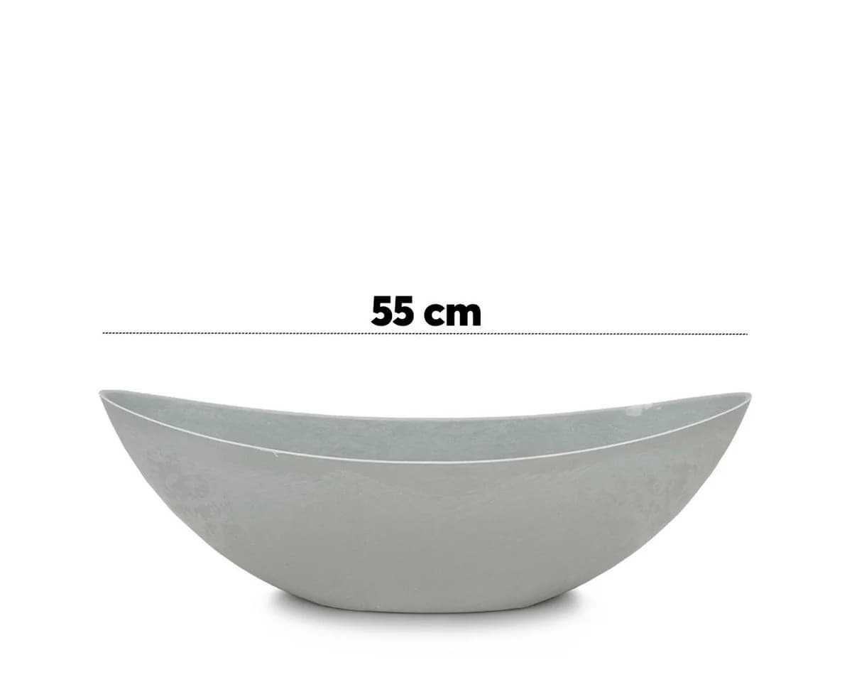 matches21 HOME & HOBBY Pflanzschale Oval Hellgrau Stein-Optik