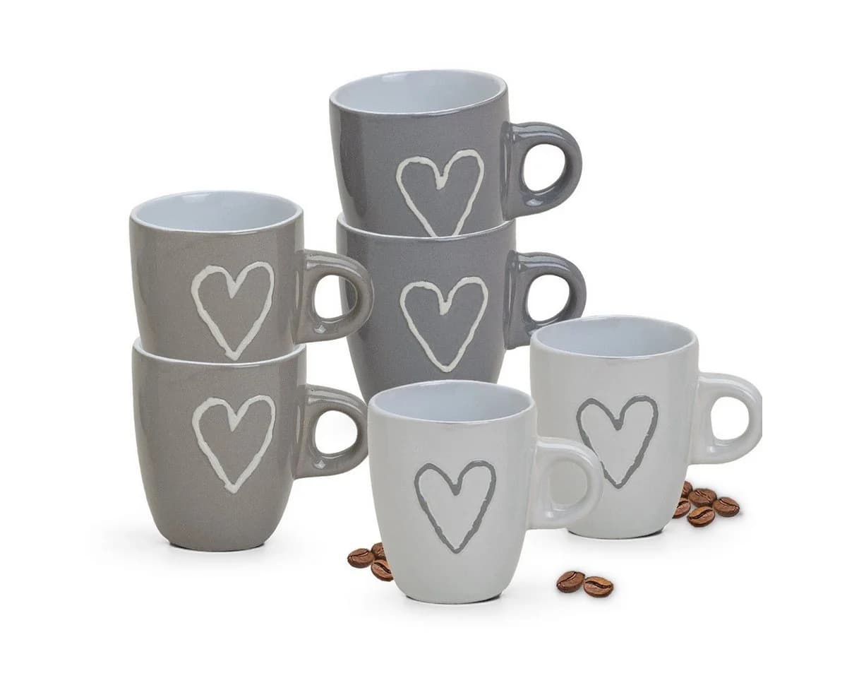 matches21 HOME & HOBBY Espressotassen 6er Set Keramik Beige Grau Weiß - Bild 2