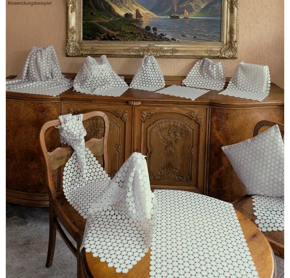 matches21 HOME & HOBBY Tischdecke FREYA Vollspitze Polyester Weiß