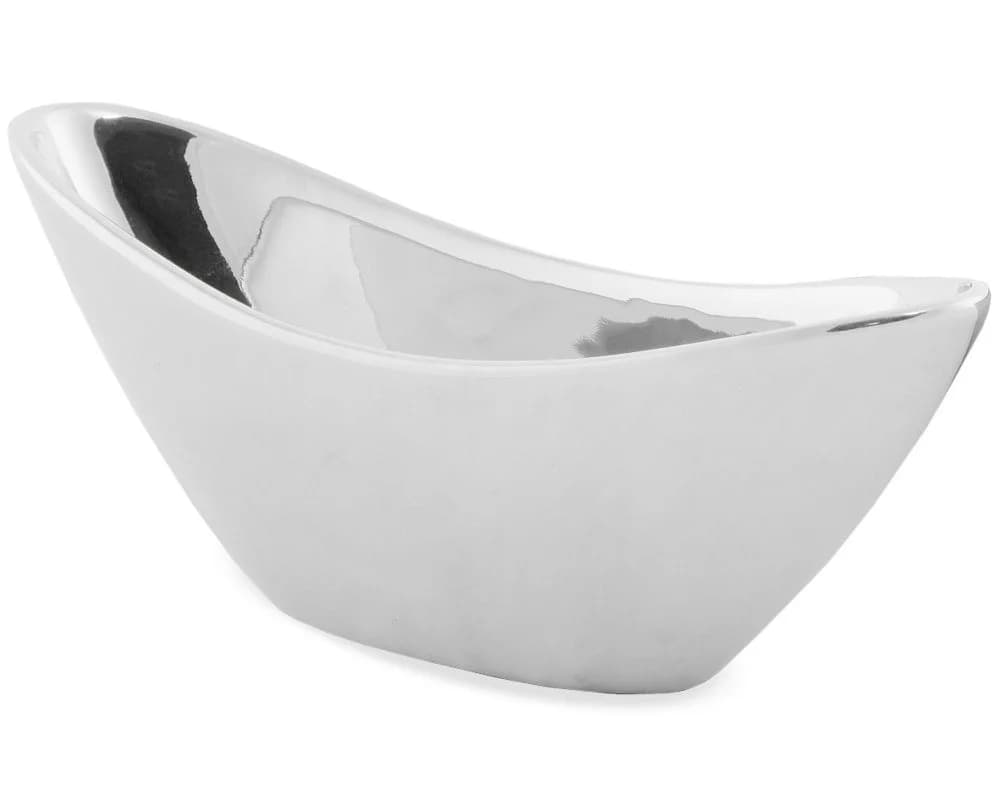 matches21 HOME & HOBBY Dekoschale Keramik Oval Silber Glänzend 22 cm - Bild 2