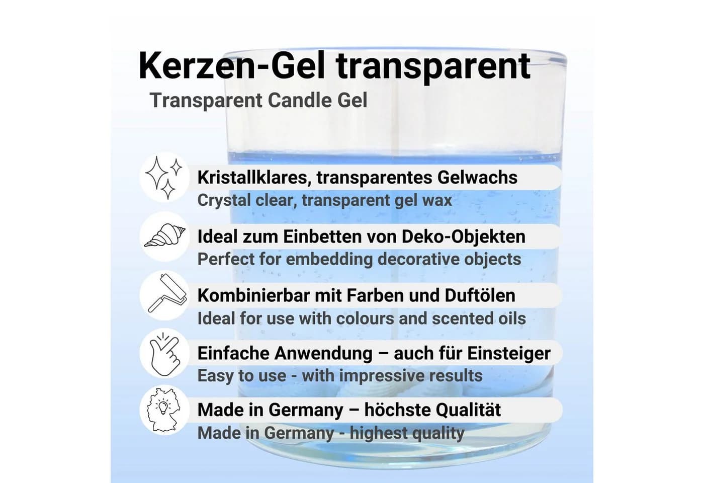 DistrEbution Kerzen-Gel Transparent 300g-17kg Gelwachs Für Gelkerzen